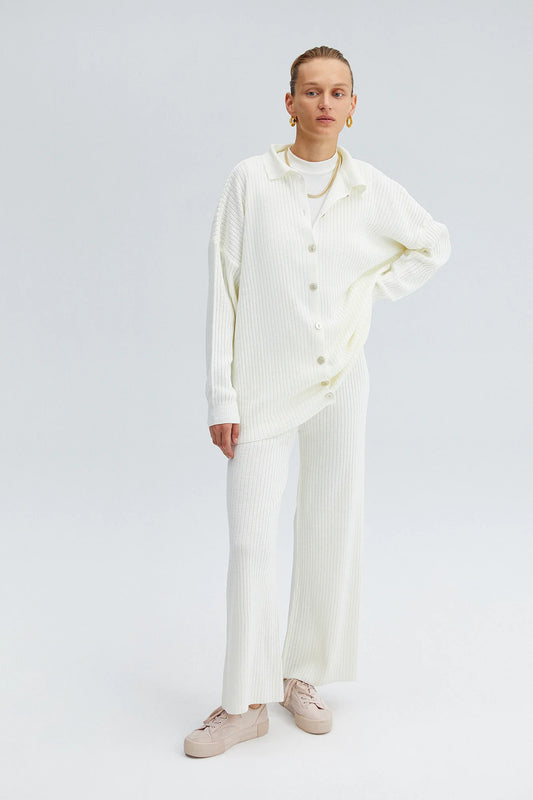TOUCHÉ - Dames Tweedelig Gebreide set met Cardigan knitwear - Ecru