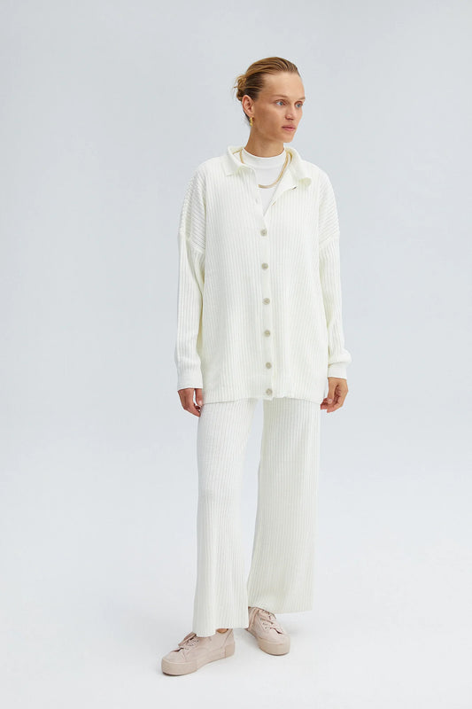 TOUCHÉ - Dames Tweedelig Gebreide set met Cardigan knitwear - Ecru